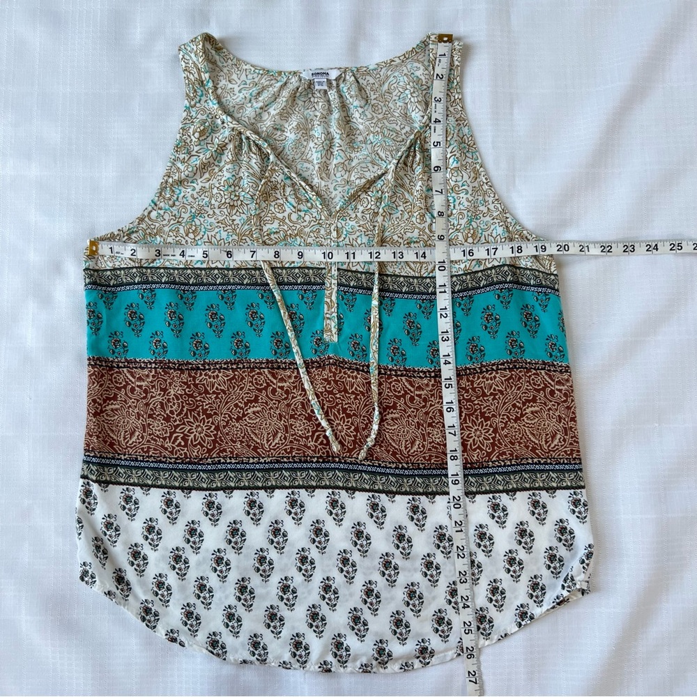 Sonoma Goods for Life Sleeveless Boho Mixed Print Tiered Rayon Tank Top Size S - Picture 7 of 10
